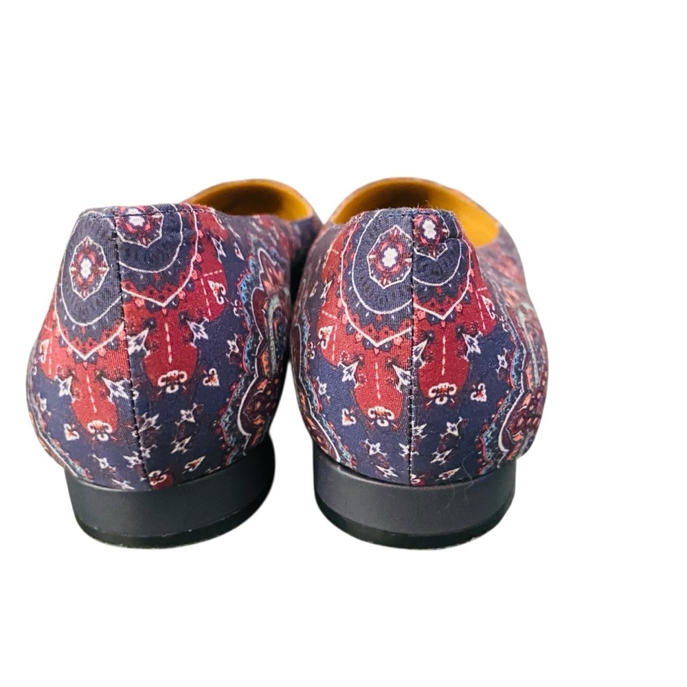 Talbots Navy Paisley Fabric Flats Pointed Toe Leather Sole Size 9.5 Career - Picture 5 of 10